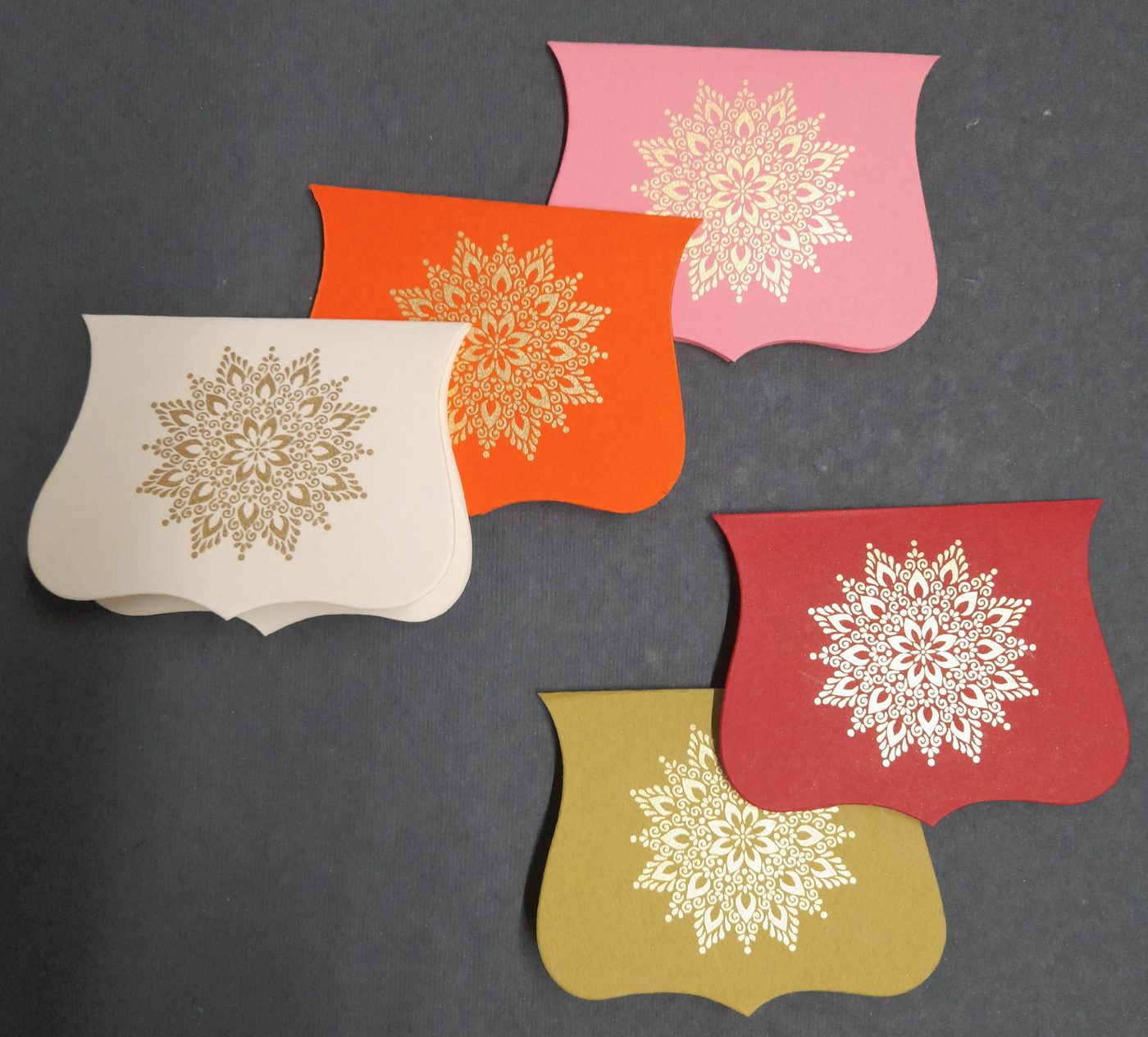 Gift cards and tags in jewel-toned foil